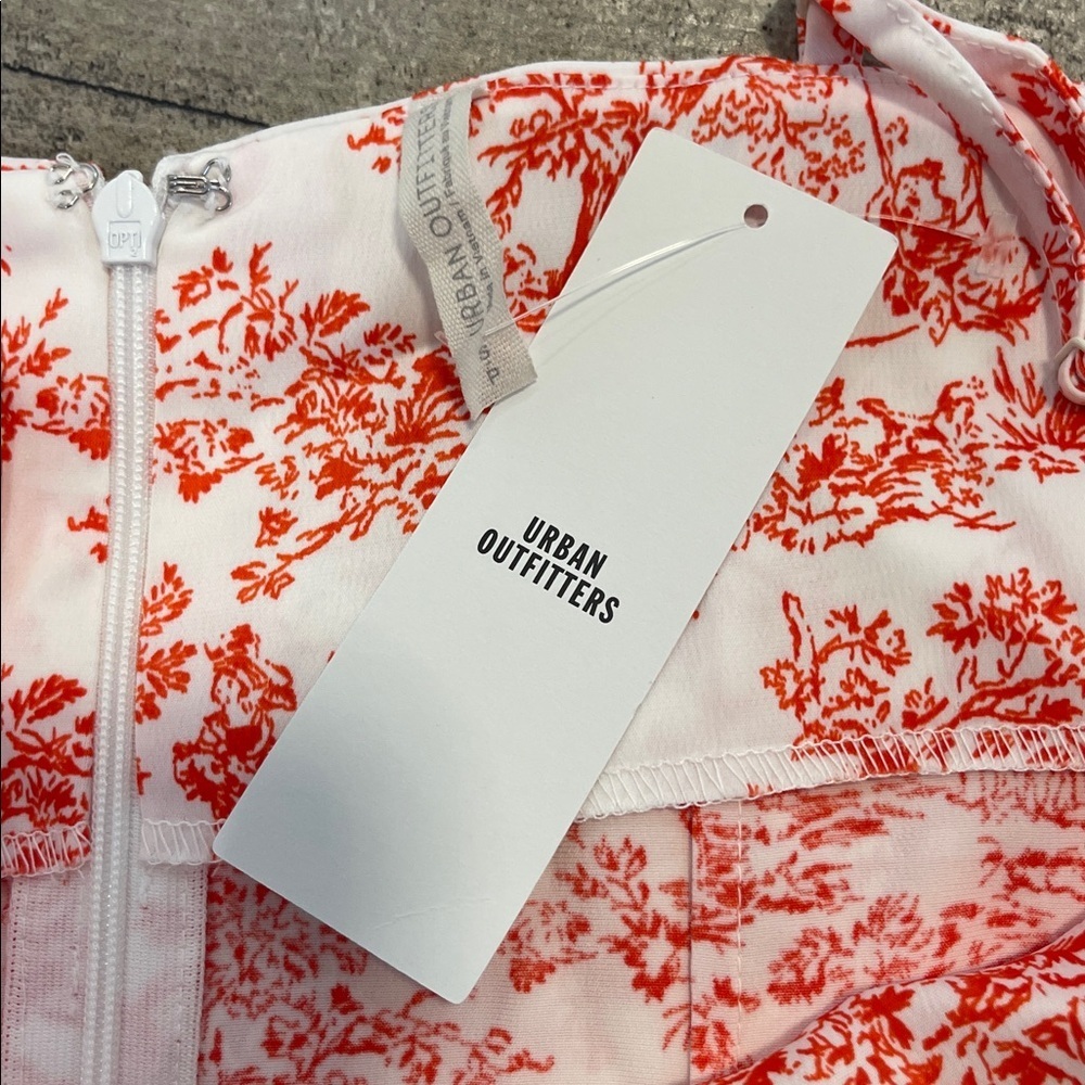 NWT Urban Outfitters Red and White Patterned Slip Dress Spaghetti Straps Small S - Picture 7 of 11